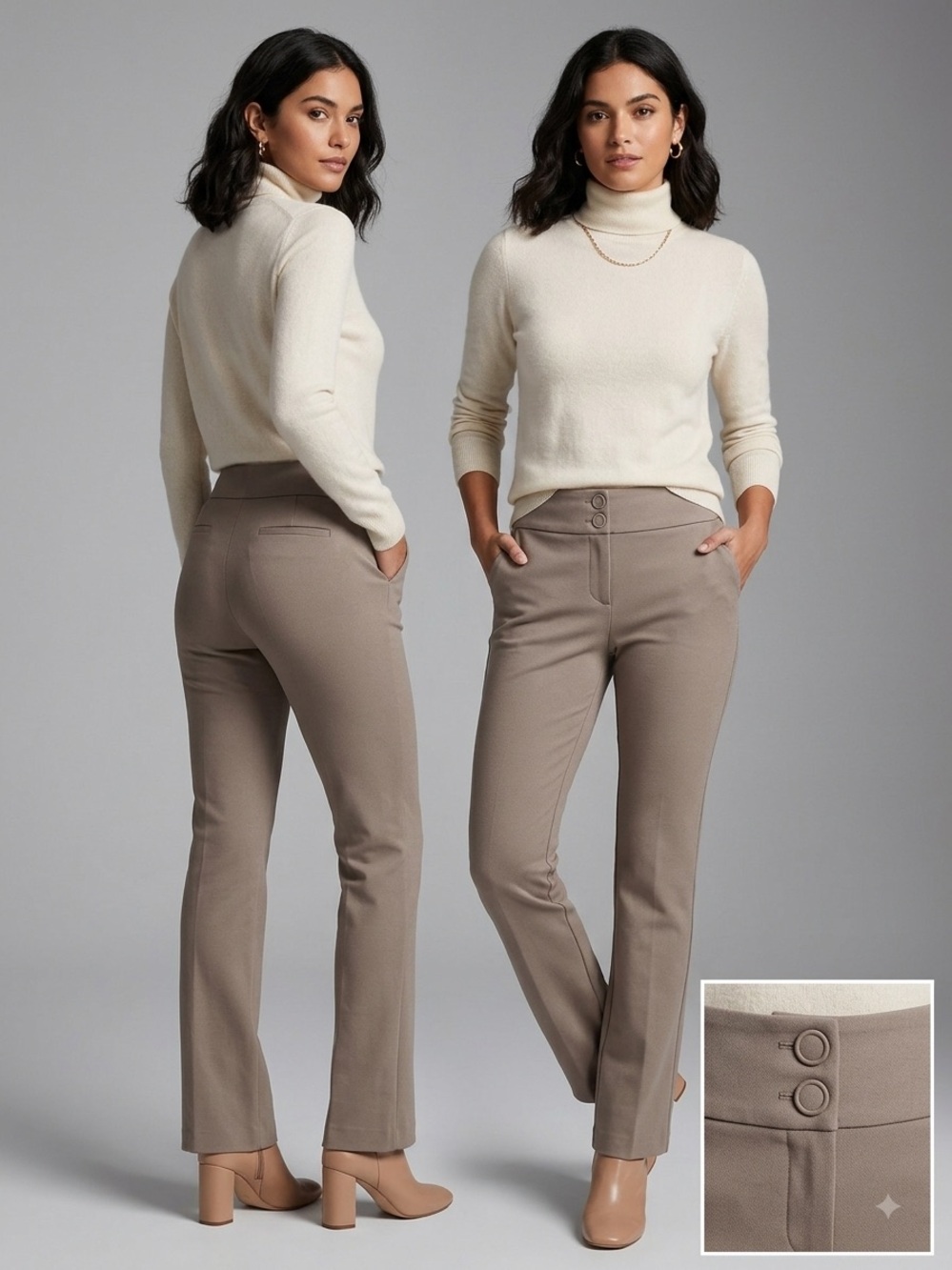Alfani I Classic High-Rise Straight Leg Pants in Taupe
